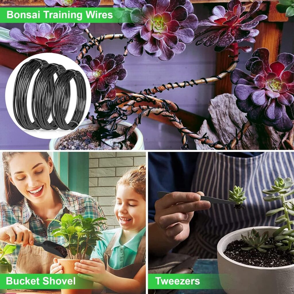 Bonsai Tools Kit- 24 PCS Bonsai Tree Kit Tools for Beginners, Bonsai Tool Set Bonsai Starter Trimming Care Kit Include Pruning Shears, Scissors, PU Leather Bag, Bonsai Pruning Kit for Women  Men