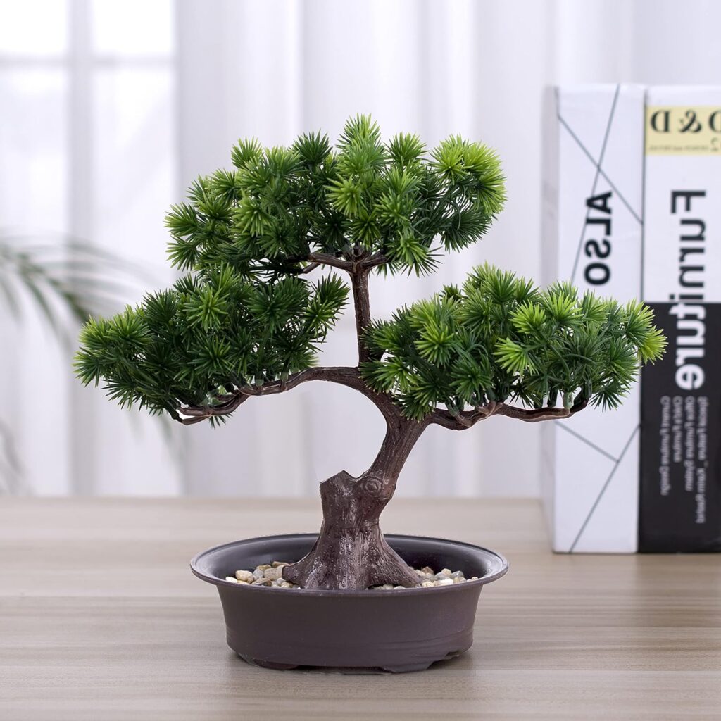 Make Life Better Artificial Bonsai Pine Tree Artificial Plant Decoration, Potted Artificial House Plants, for Decoration, Desktop Display (Zen)