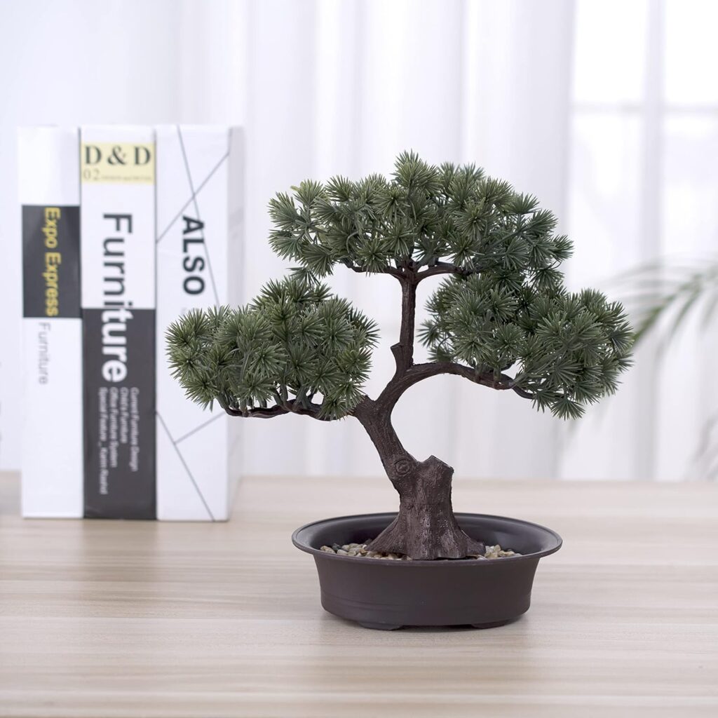 Make Life Better Artificial Bonsai Pine Tree Artificial Plant Decoration, Potted Artificial House Plants, for Decoration, Desktop Display (Zen)